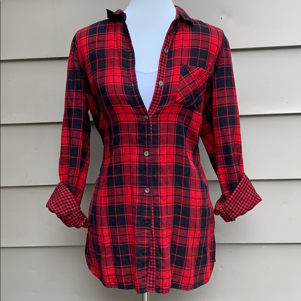 J Jill Red Plaid Top